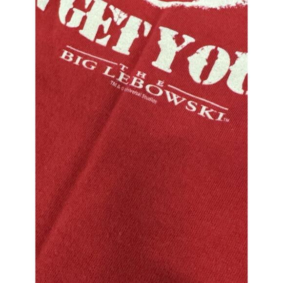 Vintage M&O Knits Y2K Red Med The Big Lebowski You Want A Toe Movie Promo Shirt - Picture 4 of 5